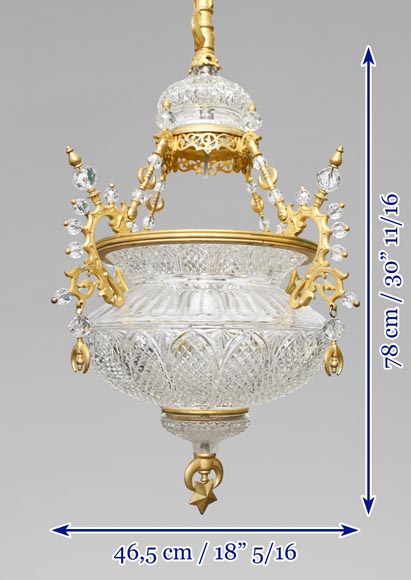 BACCARAT (Attribué à) - Lustre oriental en cristal et bronze doré inspiré d'une lampe de mosquée-15