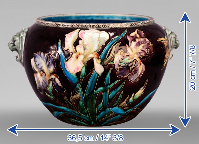 Théodore Deck, Vase aux fleurs et aux papillons, v. 1880-15