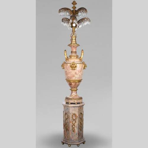 Lampe Napoélon III en marbre sarrancolin, socle contemporain