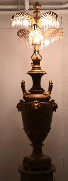 Lampe Napoélon III en marbre sarrancolin, socle contemporain-2