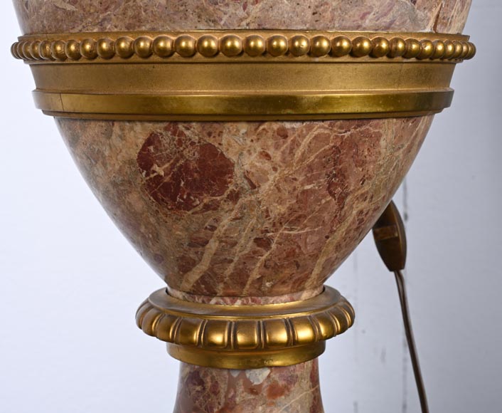 Lampe Napoélon III en marbre sarrancolin, socle contemporain-11