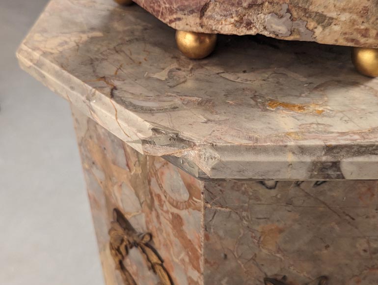 Lampe Napoélon III en marbre sarrancolin, socle contemporain-12