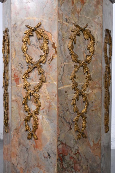 Lampe Napoélon III en marbre sarrancolin, socle contemporain-13