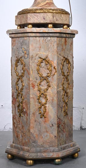 Lampe Napoélon III en marbre sarrancolin, socle contemporain-14