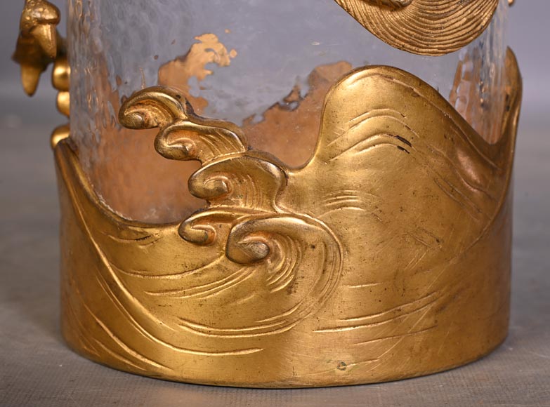 L’Escalier de Cristal (att. à), vase japonisant cylindrique en cristal et bronze doré-7