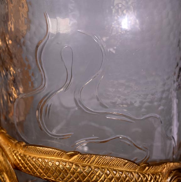 L’Escalier de Cristal (att. à), vase japonisant cylindrique en cristal et bronze doré-8