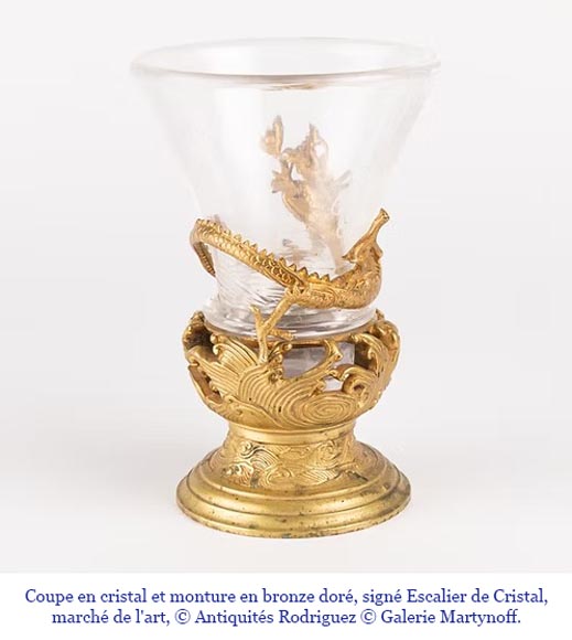 L’Escalier de Cristal (att. à), vase japonisant cylindrique en cristal et bronze doré-11