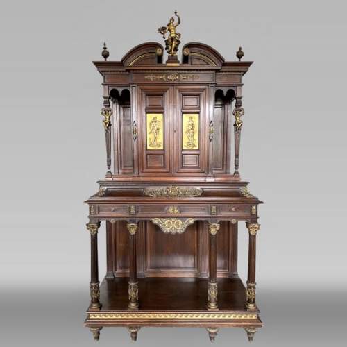 Aimé Millet (1819–1891) — Grand meuble cabinet néo-Renaissance en noyer et bronze doré
