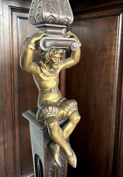 Aimé Millet (1819–1891) — Grand meuble cabinet néo-Renaissance en noyer et bronze doré-6