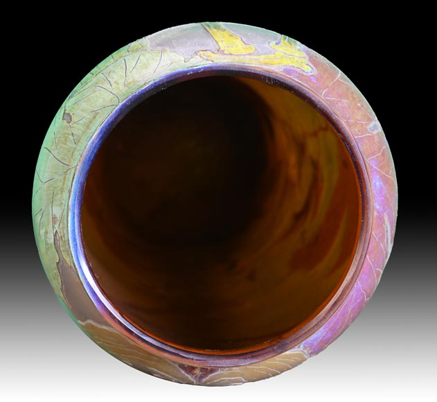 CLAIN & PERRIER - Vase En Pâte De Verre Au Décor De Coloquintes , Vers 1900 CLAIN & PERRIER - Vase En Pâte De Verre Au Décor De Coloquintes , Vers 1900-15