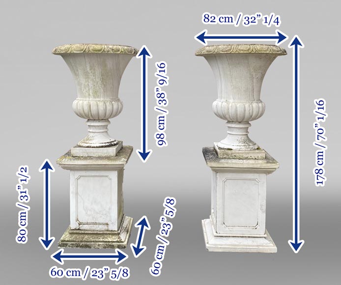 Vase Médicis Céramique Blanche - Style Shabby - Déco Jardin Extérieur
