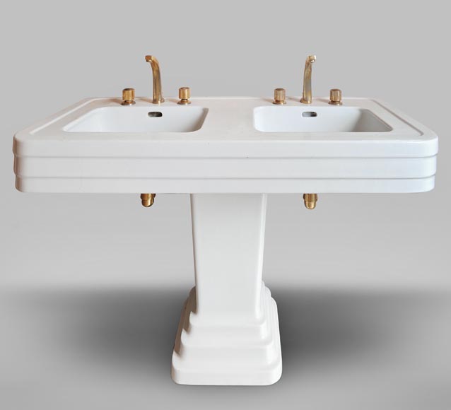 Lavabo console au design classique Swami, double vasque made in Italy