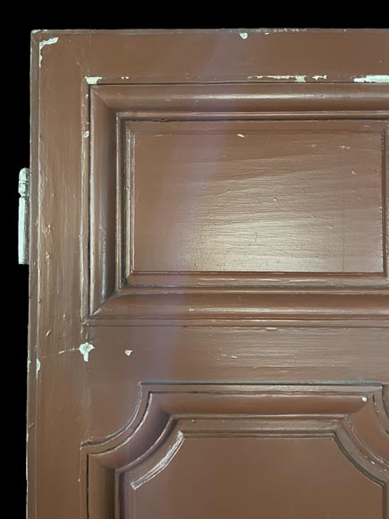 rande Double Porte Moulurée Ancienne en Bois Résineux, Peinture Sang de Bœuf rande Double Porte Moulurée Ancienne en Bois Résineux, Peinture Sang de Bœuf-2