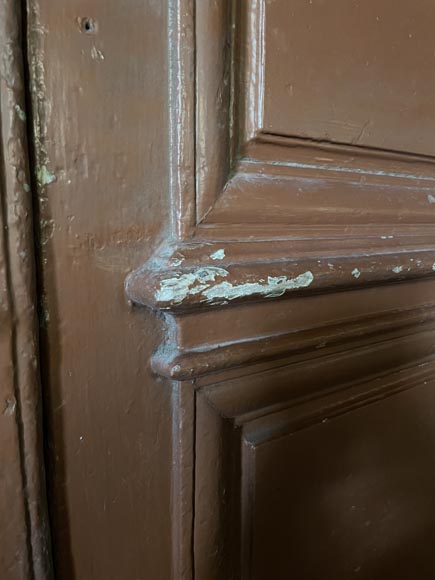 rande Double Porte Moulurée Ancienne en Bois Résineux, Peinture Sang de Bœuf rande Double Porte Moulurée Ancienne en Bois Résineux, Peinture Sang de Bœuf-5