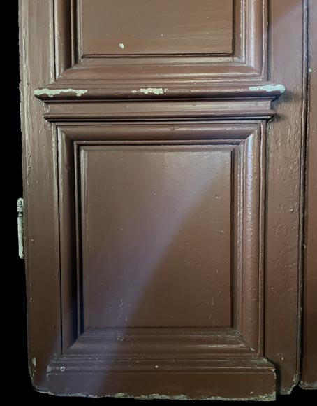 rande Double Porte Moulurée Ancienne en Bois Résineux, Peinture Sang de Bœuf rande Double Porte Moulurée Ancienne en Bois Résineux, Peinture Sang de Bœuf-6