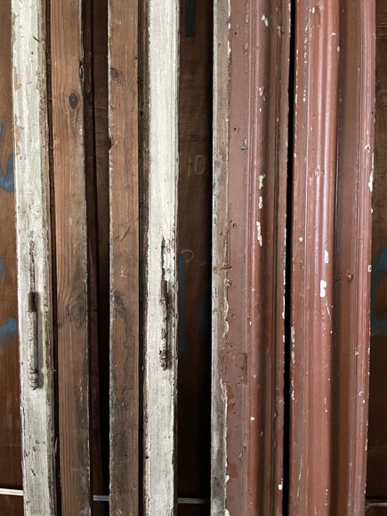 rande Double Porte Moulurée Ancienne en Bois Résineux, Peinture Sang de Bœuf rande Double Porte Moulurée Ancienne en Bois Résineux, Peinture Sang de Bœuf-12