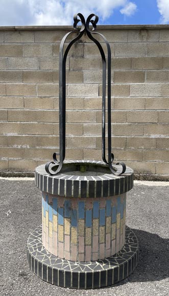 Fontaine Murale De Jardin Antique Style Renaissance - Fonte D'aluminium, Laiton, Finition Blanc Et Vert Patiné (72 Cm)