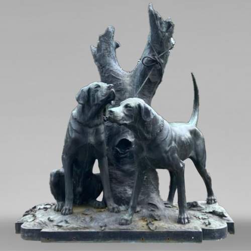 Auguste-Nicolas CAÏN, deux groupes monumentaux en bronze, socles en pierre d'origine, 1893