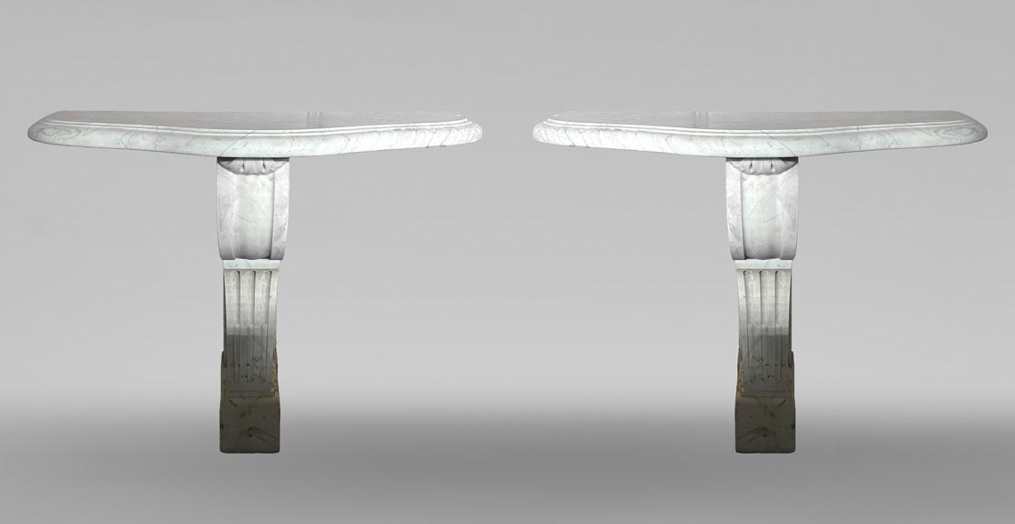 Paire de consoles en marbre de Carrare-0