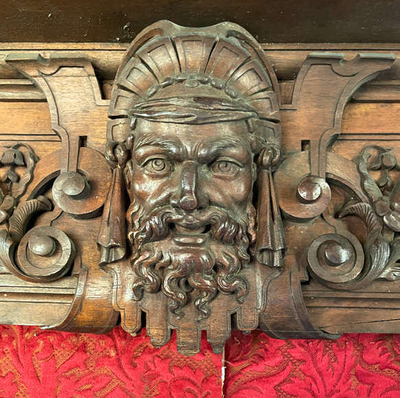 Jean-Paul MAZAROZ (1823-1900), lit à baldaquin néo-Renaissance en noyer sculpté-13