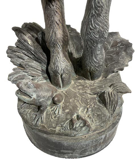Statue de fontaine en bronze, Italie, XIXe siècle Satyre tenant des canards-8