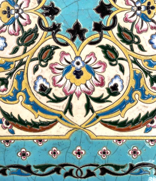 MARTIN-BREY, Table japonisante au plateau en faïence émaillée-4