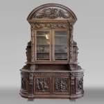 Grande bibliothèque en chêne de style Napoléon III – Thématique des Quatre Saisons