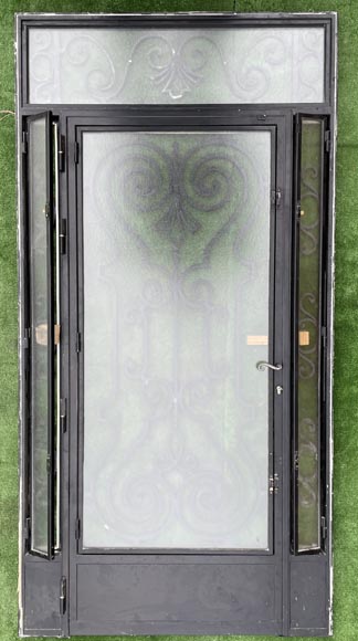Porte d’extérieur en fonte de fer et verre-1
