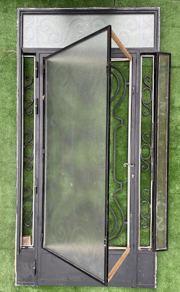 Porte d’extérieur en fonte de fer et verre-2