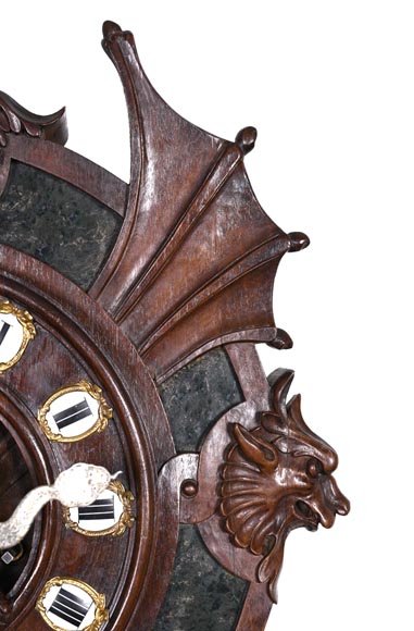 Pendule japonisante en bois sculpté et pierre semi-dure – XIXème siècle-8
