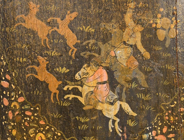 Art Qâdjâr, Ensemble de portes décorées d’importantes scènes de vie persane, fin XIXe siècle-3
