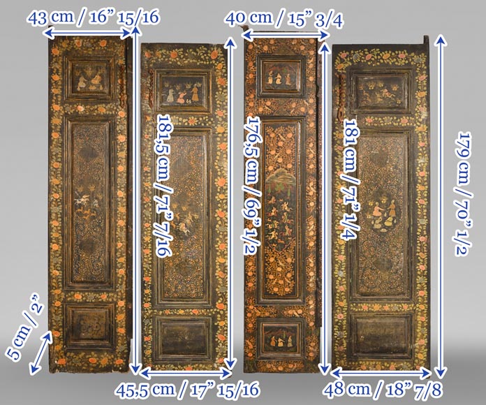 Art Qâdjâr, Ensemble de portes décorées d’importantes scènes de vie persane, fin XIXe siècle-22