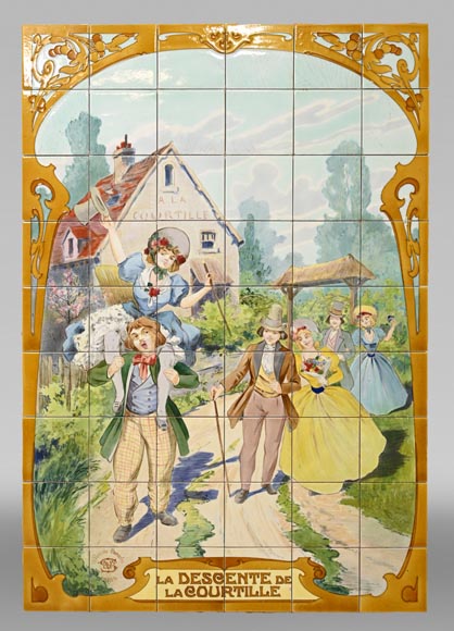 Faïencerie de Sarreguemines, Deux panneaux en céramique de scènes parisiennes, à partir de 1881-1