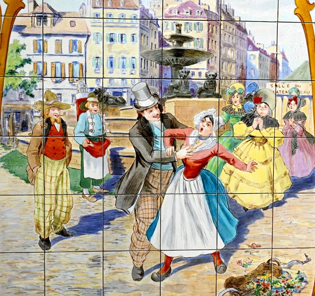 Faïencerie de Sarreguemines, Deux panneaux en céramique de scènes parisiennes, à partir de 1881-3