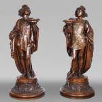 GUÉRET FRÈRES (ébénistes) et CARRIER-BELLEUSE (modèle de), Paire de porte-torchères « Pages », modèle de l’exposition universelle de 1867