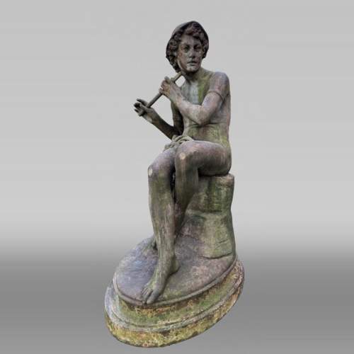 Fonderie DURENNE – Jeune berger Daphnis jouant de la flûte