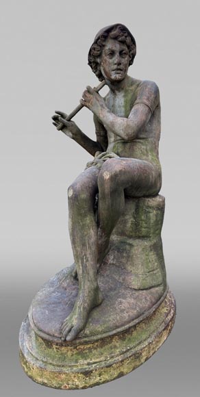 Fonderie DURENNE – Jeune berger Daphnis jouant de la flûte Fonderie DURENNE – Jeune berger Daphnis jouant de la flûte-0