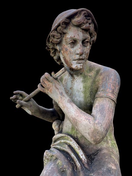 Fonderie DURENNE – Jeune berger Daphnis jouant de la flûte Fonderie DURENNE – Jeune berger Daphnis jouant de la flûte-8