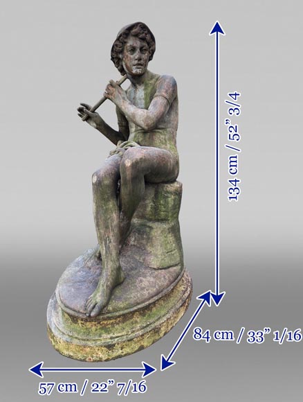 Fonderie DURENNE – Jeune berger Daphnis jouant de la flûte Fonderie DURENNE – Jeune berger Daphnis jouant de la flûte-9