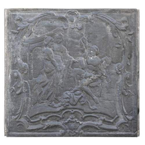 Plaque de cheminée de style Louis XV représentant 