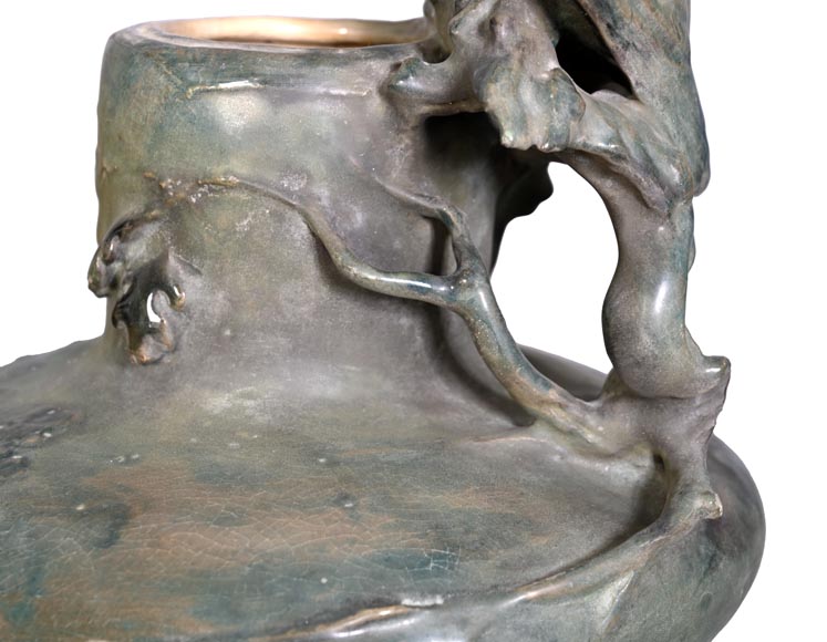 Eduard STELLMACHER pour Amphora, Vase au hibou en céramique, vers 1900-9