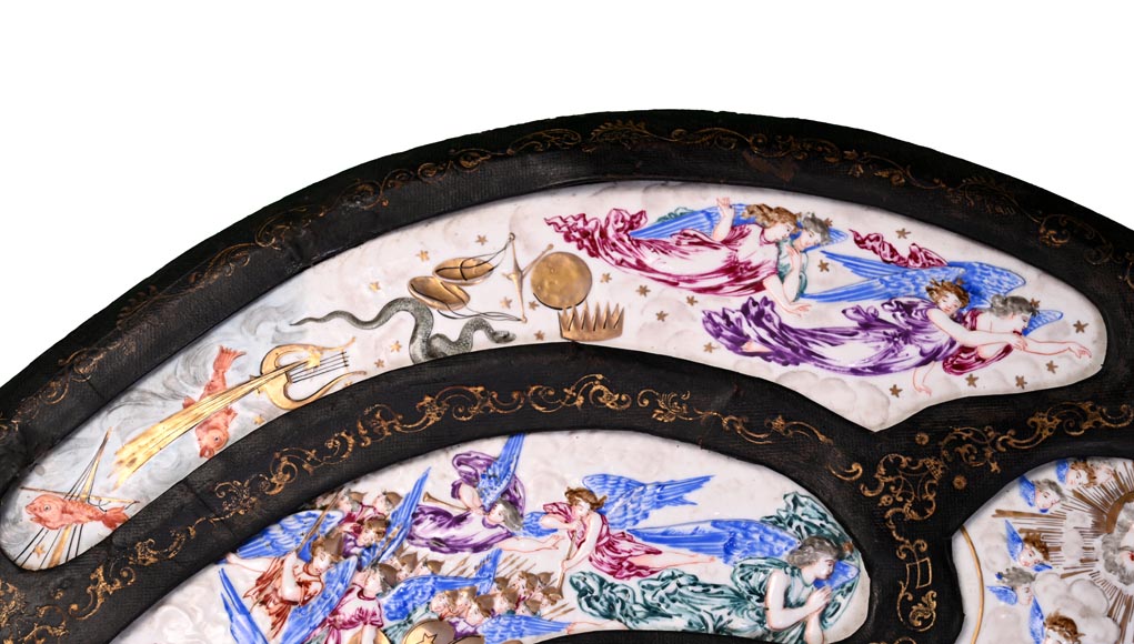 Bouclier décoratif de la Création au Jugement dernier d'après le Bouclier de Milton de Léonard Morel-Ladeuil, porcelaine de Naples, dite de Capodimonte-3