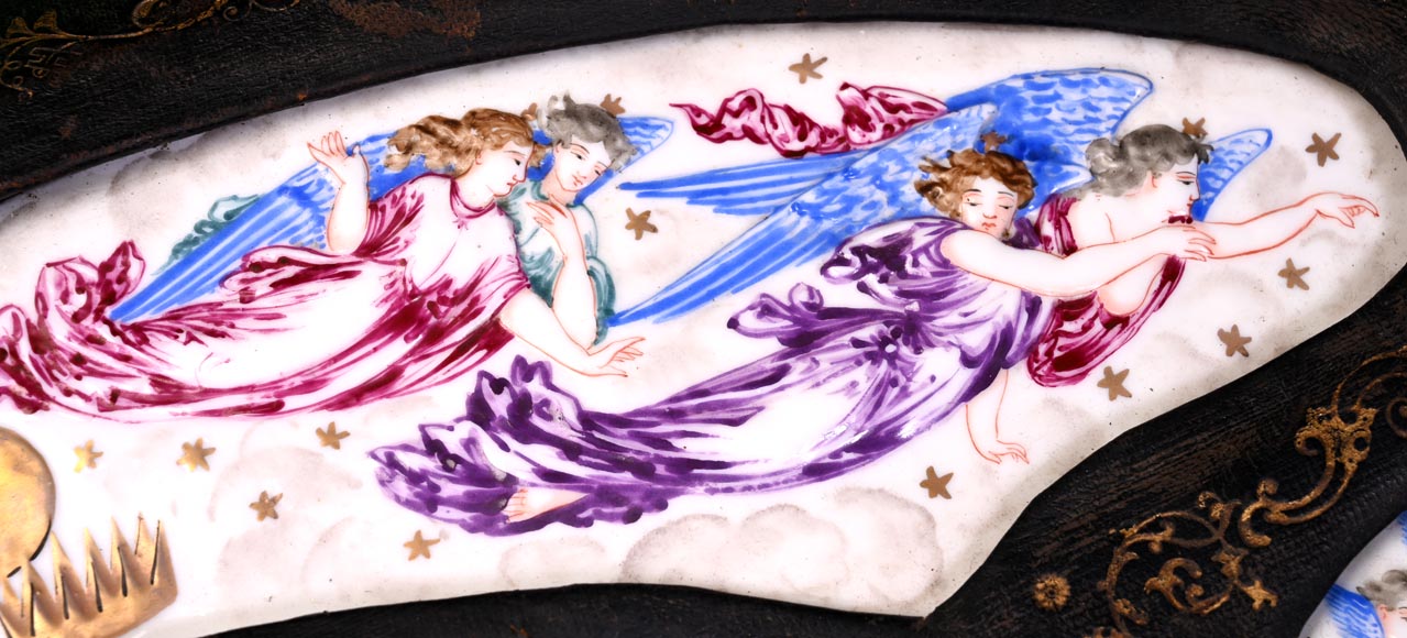 Bouclier décoratif de la Création au Jugement dernier d'après le Bouclier de Milton de Léonard Morel-Ladeuil, porcelaine de Naples, dite de Capodimonte-4