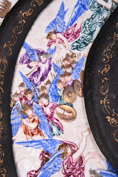 Bouclier décoratif de la Création au Jugement dernier d'après le Bouclier de Milton de Léonard Morel-Ladeuil, porcelaine de Naples, dite de Capodimonte-15