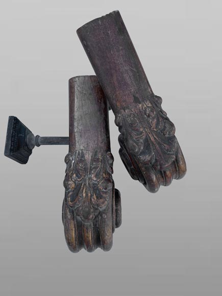 Main courante d’escalier en acajou sculpté-3