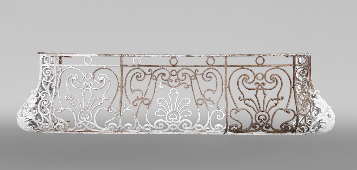 Grande Rampe de Balcon Galbée en Fonte de Fer, Époque Napoléon III Grande Rampe de Balcon Galbée en Fonte de Fer, Époque Napoléon III-0