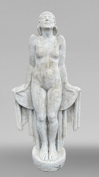 La Sortie du bain – Jeune femme, sculpture monumentale Art Déco dans le goût de Félix-Pascal Févola-0