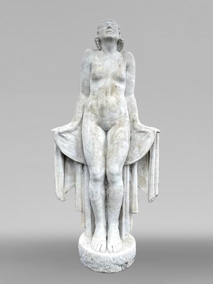 La Sortie du bain – Jeune femme, sculpture monumentale Art Déco dans le goût de Félix-Pascal Févola-1