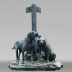 Auguste-Nicolas CAÏN, deux groupes monumentaux en bronze, socles en pierre d'origine, 1893