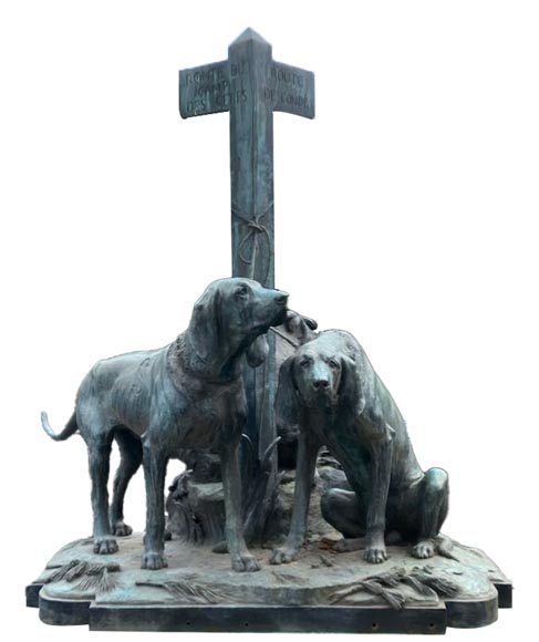 Auguste-Nicolas CAÏN, deux groupes monumentaux en bronze, socles en pierre d'origine, 1893-2